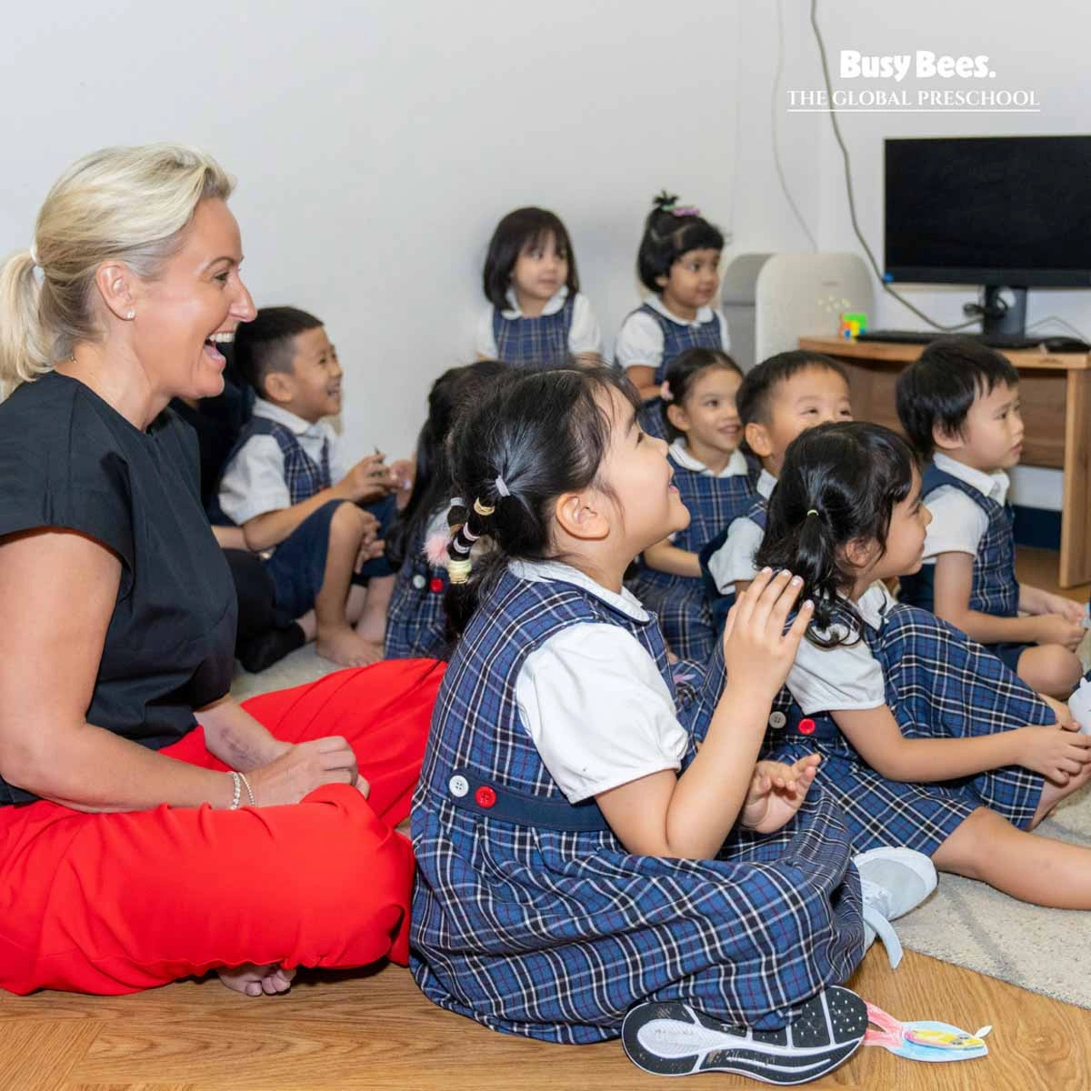 Mr. Simon Irons and Ms. Cheryl Creaser listened as the children and teachers shared their exciting lesson on rhino conservation